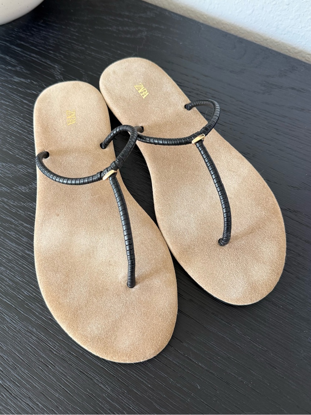 ZARA leather thong sandal flip flop